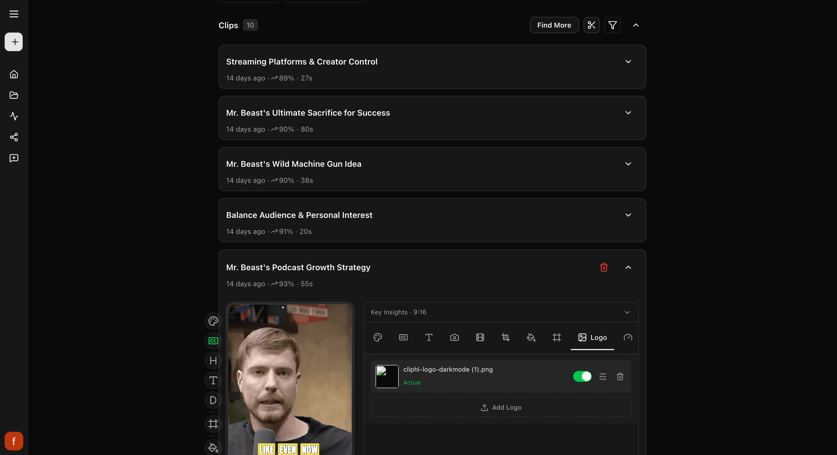 The Logo tab, where you upload and place your logo.