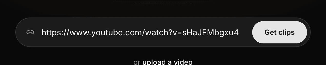 The box where you paste a link, with an upload option just below it.