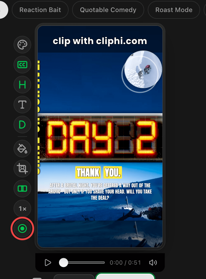 The green record button reopens your reaction.