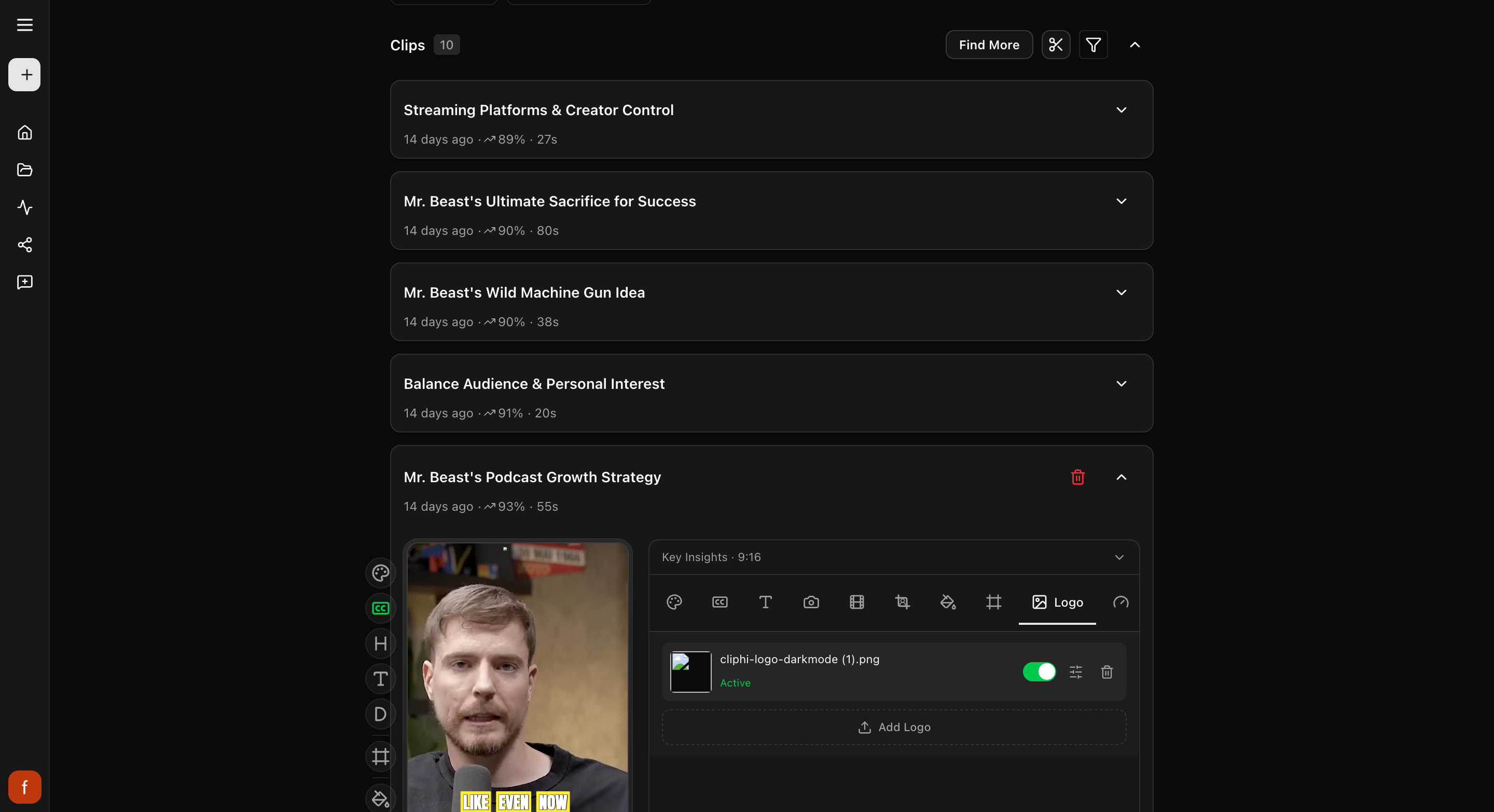 The Logo tab, where you upload and place your logo.